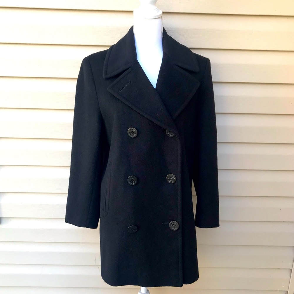 Vintage Forecaster Black Wool Blend Pea Coat SZ 2